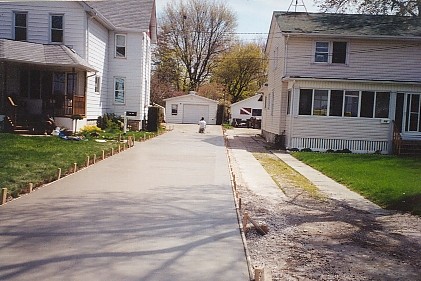 Finished concrete driveway